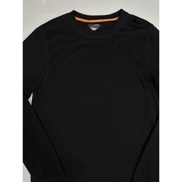 Omni Wool Shirt Men's Large Black Base Layer Wool Blend Crew Neck Long Sleeve - Picture 2 of 13